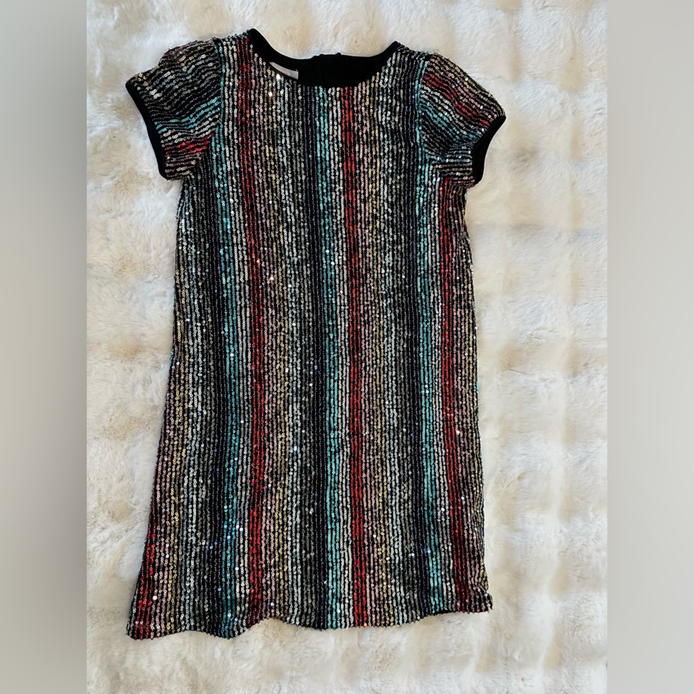 Nordstrom Black Multicolor Striped Kids Dress